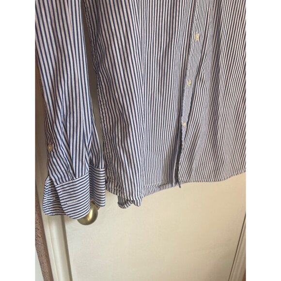 Gap Blue & White Striped Button-Up Long-Sleeve Shirt XL Mens Classic Fit Cotton - Picture 4 of 5